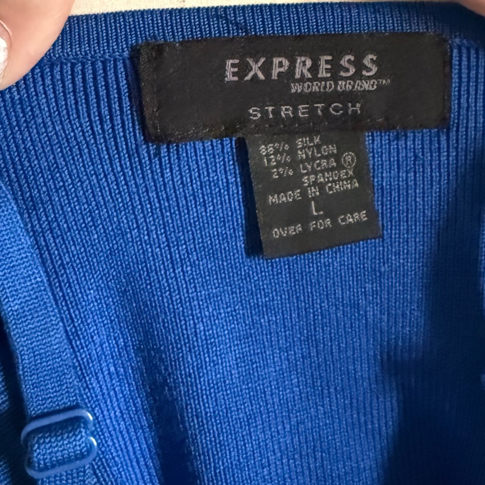 Vintage Express Blue Fitted knit silk Camisole Top - Picture 3 of 5